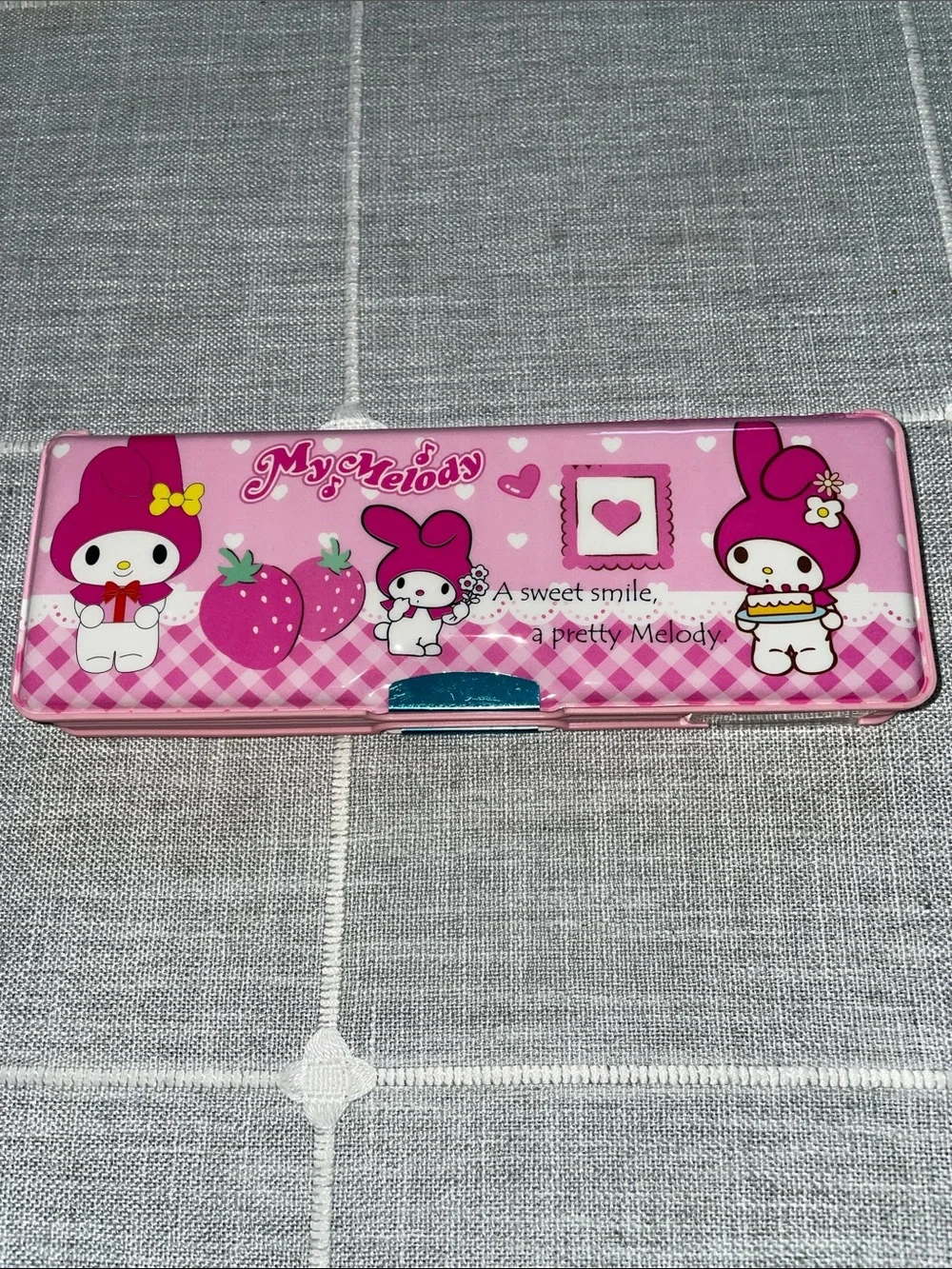 My Melody Pink Strawberry Design Pencil Case with built in sharpener